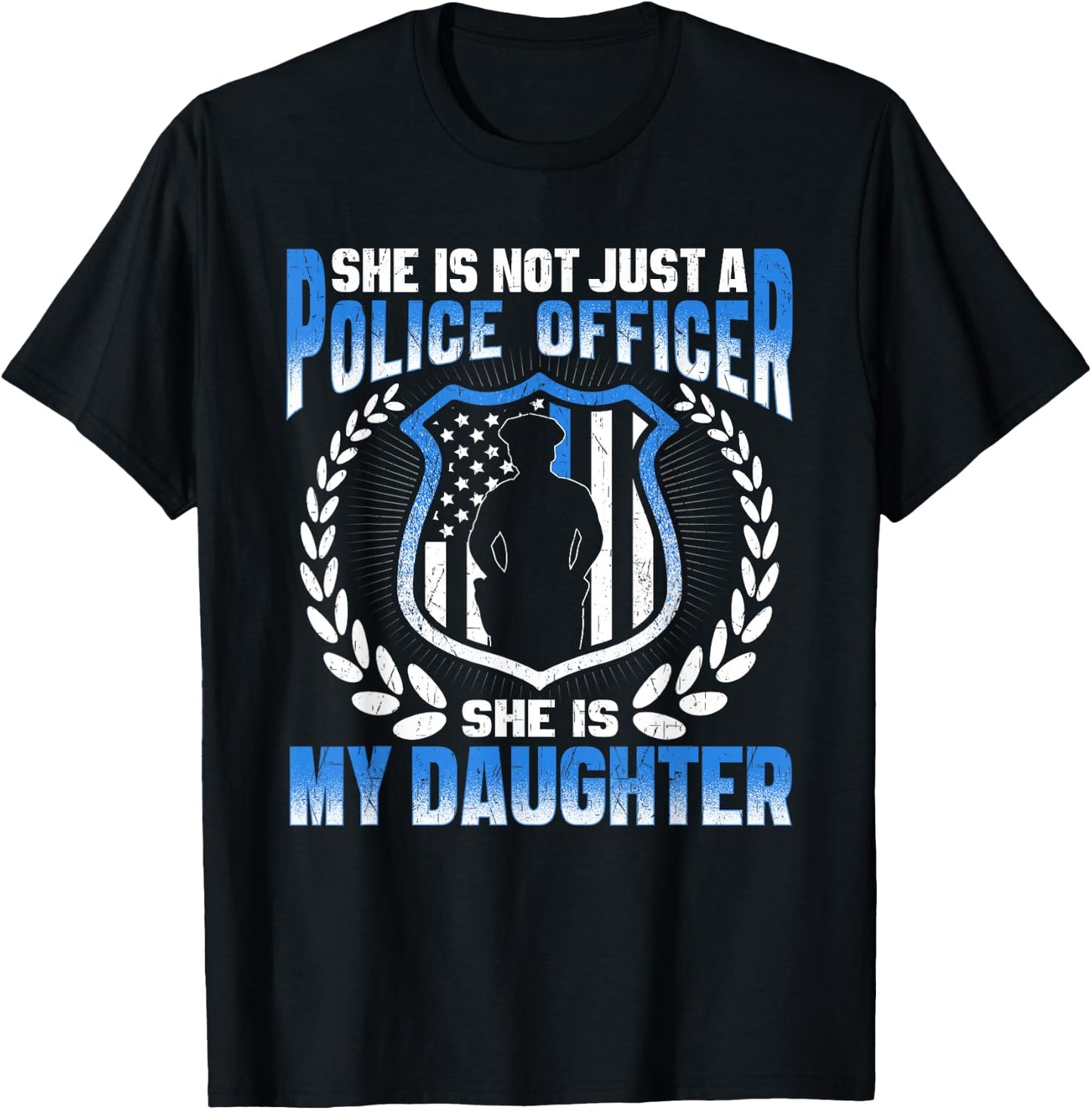 My Daughter Is A Brave Police Officer - Proud Police Mom Dad T-Shirt - T-Shirt | Black