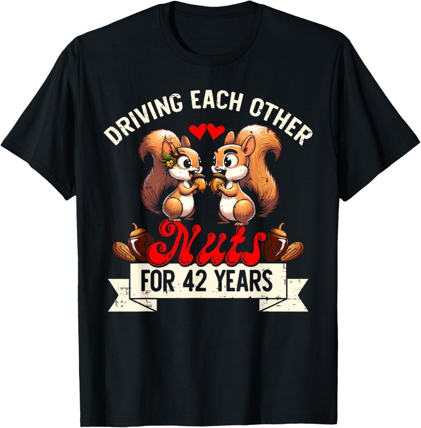 Couples Married 42-Year Funny 42nd Wedding Anniversary T-Shirt - T-Shirt | Black
