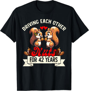 Couples Married 42-Year Funny 42nd Wedding Anniversary T-Shirt - T-Shirt | Black