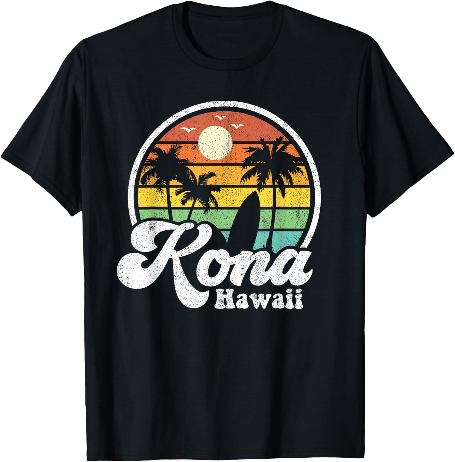 Vintage Kona Beach Hawaii Surf Hawaiian Surfing 70's Gift Men Women Girls Kids T-Shirt - T-Shirt | Black