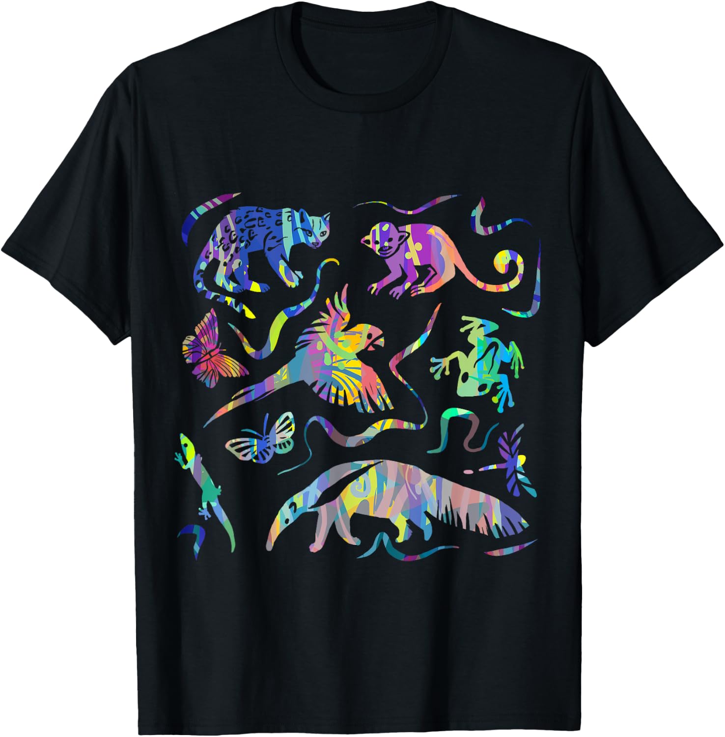 Rainforest Animals and Jungle Wildlife of South America Art T-Shirt - T-Shirt | Black