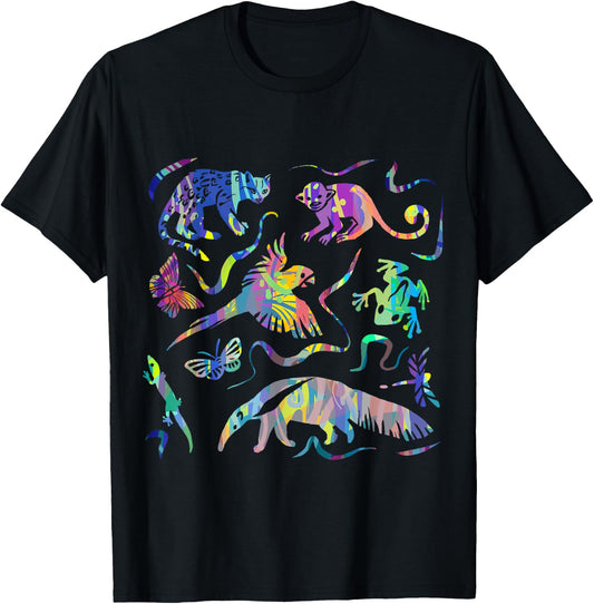 Rainforest Animals and Jungle Wildlife of South America Art T-Shirt - T-Shirt | Black