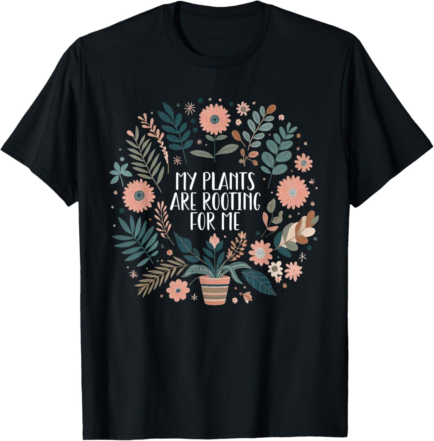 Retro Vintage My Plants Are Rooting For Me Plant Lover Funny T-Shirt - T-Shirt | Black