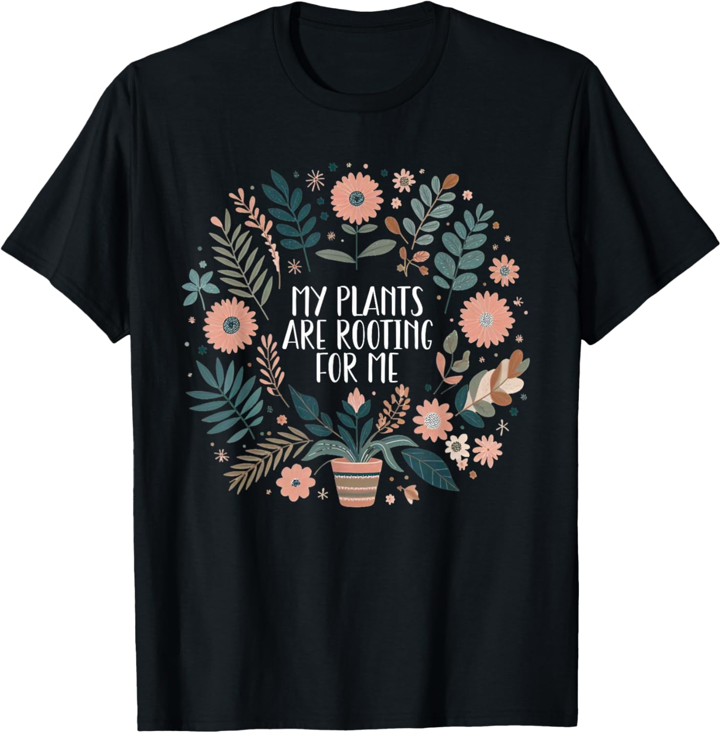 Retro Vintage My Plants Are Rooting For Me Plant Lover Funny T-Shirt - T-Shirt | Black