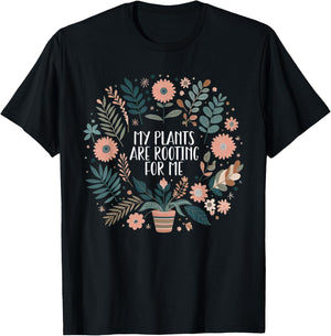 Retro Vintage My Plants Are Rooting For Me Plant Lover Funny T-Shirt - T-Shirt | Black