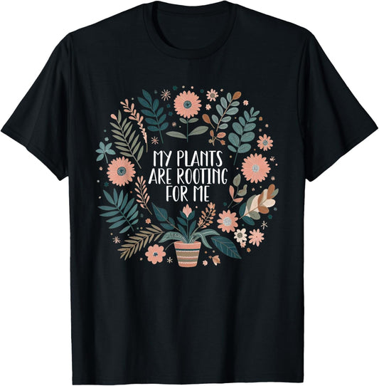 Retro Vintage My Plants Are Rooting For Me Plant Lover Funny T-Shirt - T-Shirt | Black