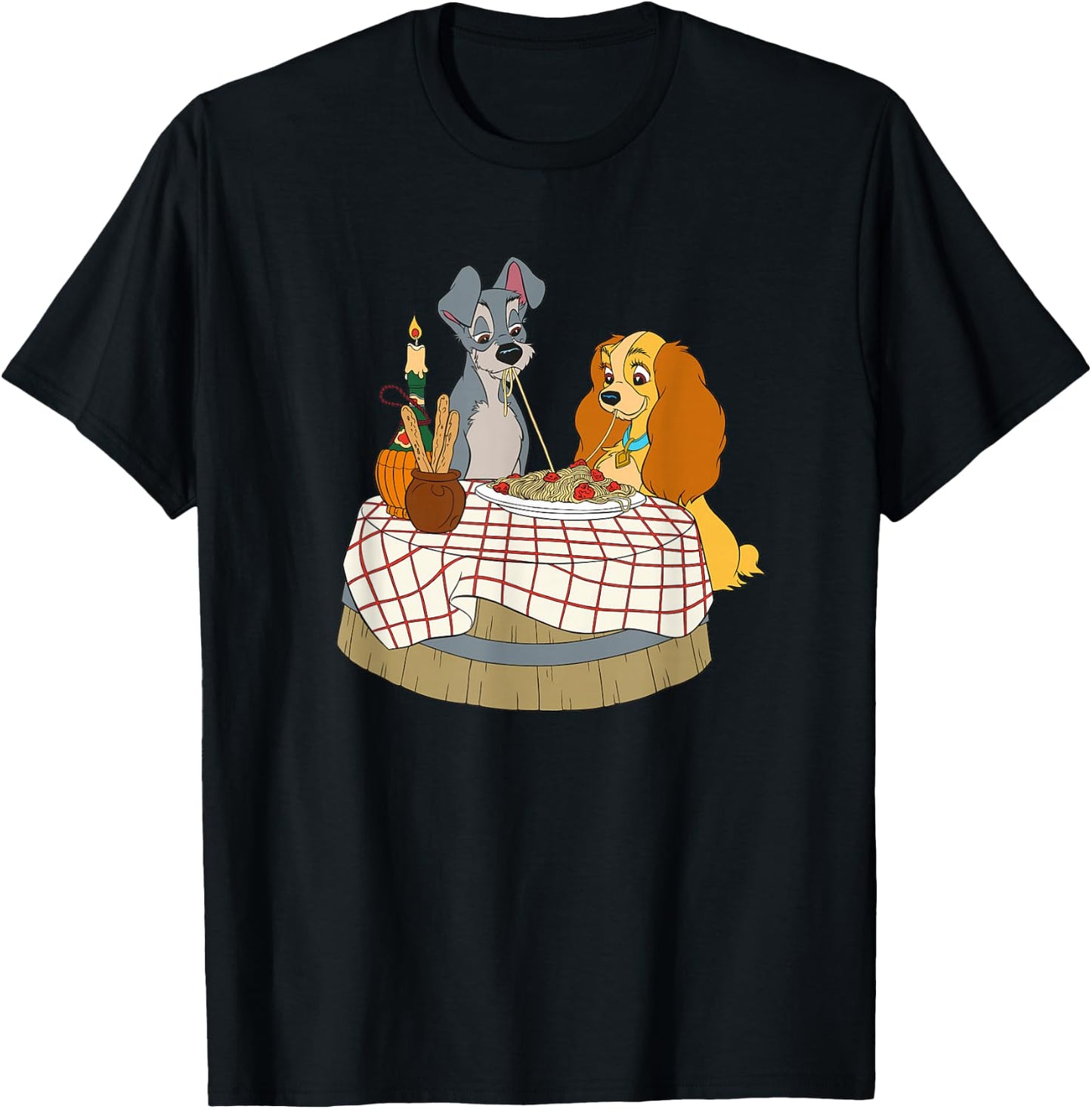 Disney Lady and Tramp Bella Notte Spaghetti T-Shirt - T-Shirt | Black