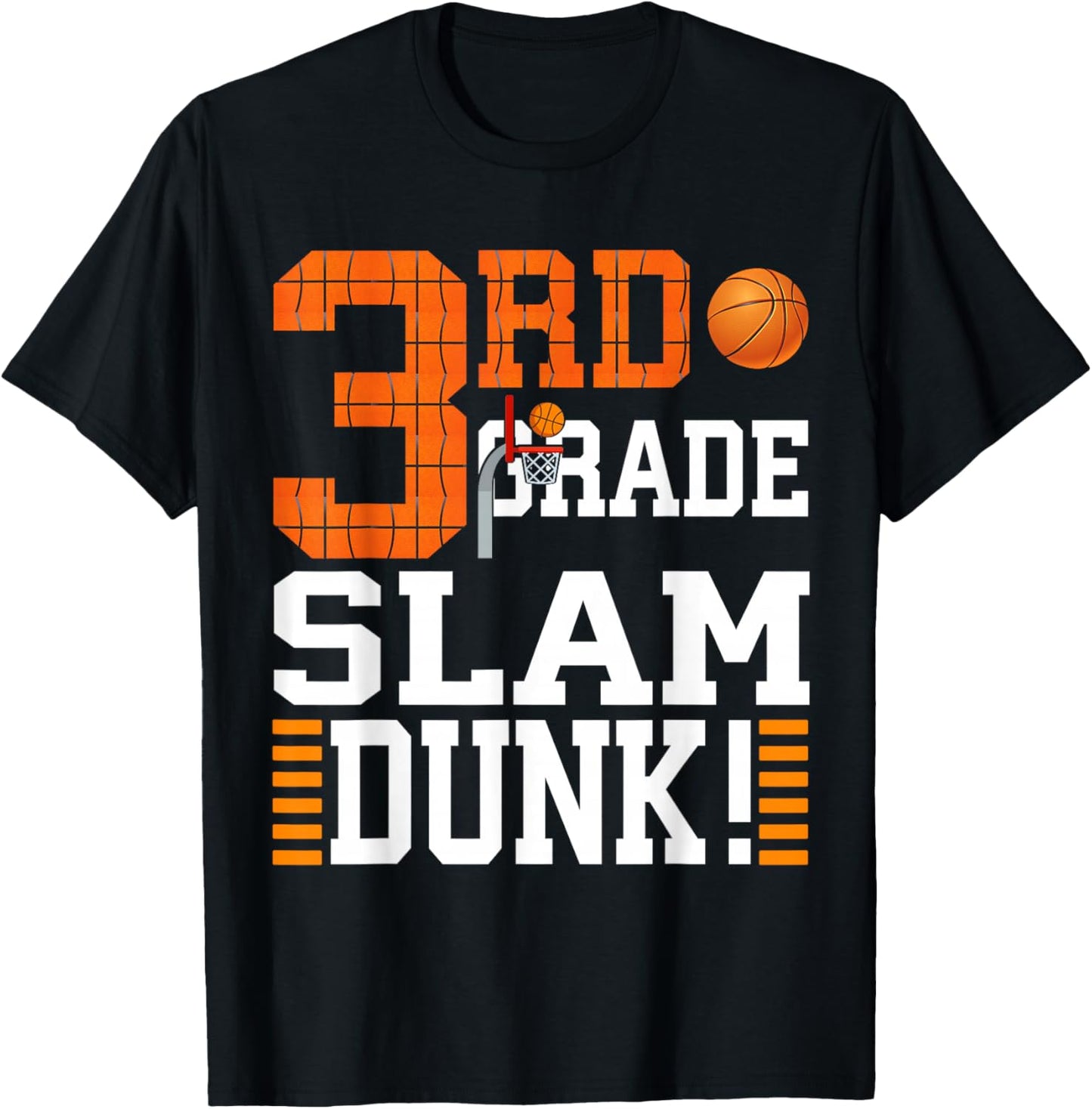 3rd Grade Kids First Day of School Slam Dunk Basketball T-Shirt - T-Shirt | Black