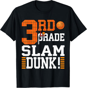 3rd Grade Kids First Day of School Slam Dunk Basketball T-Shirt - T-Shirt | Black
