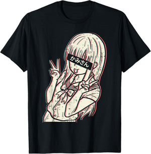 Waifu Anime Girl Aesthetic Manga Japanese Babe Otaku Gift T-Shirt - T-Shirt | Black
