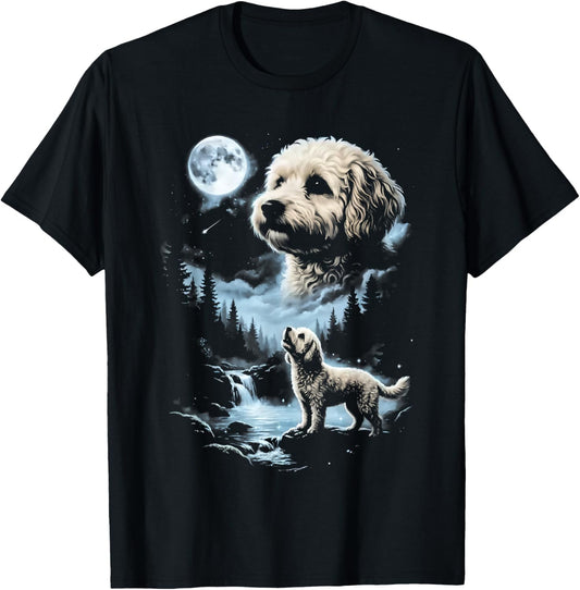 Maltipoo Howling to the Moon T-Shirt - T-Shirt | Black