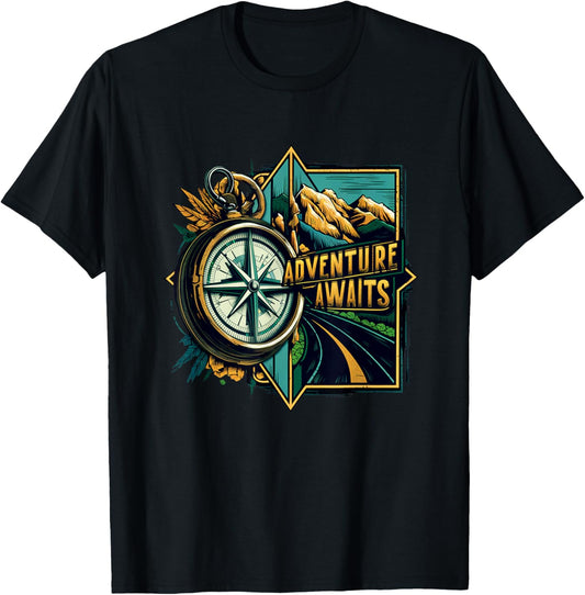 Adventure Awaits - Explorer's Compass 2024 T-Shirt - T-Shirt | Black