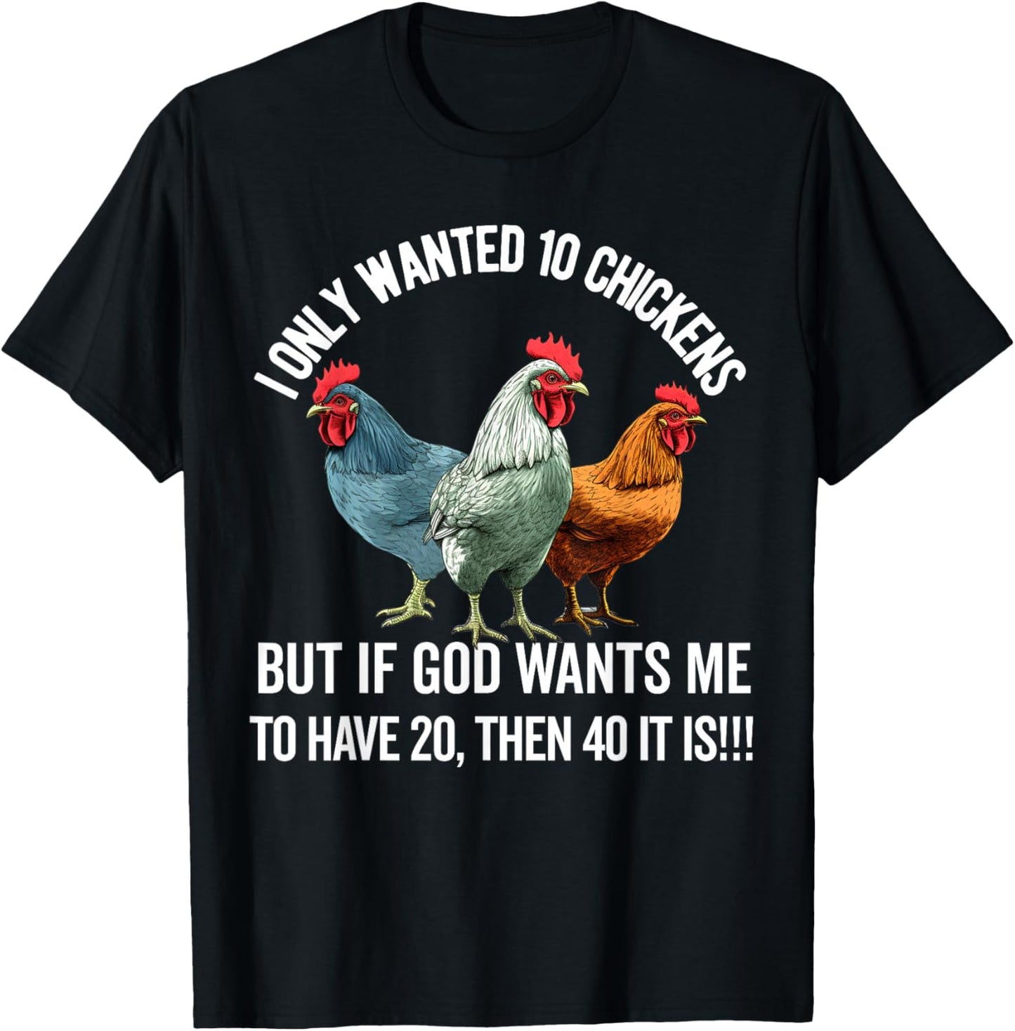 I Only Wanted 10 Chickens But if God Wants Me to Have 20 T-Shirt - T-Shirt | Black