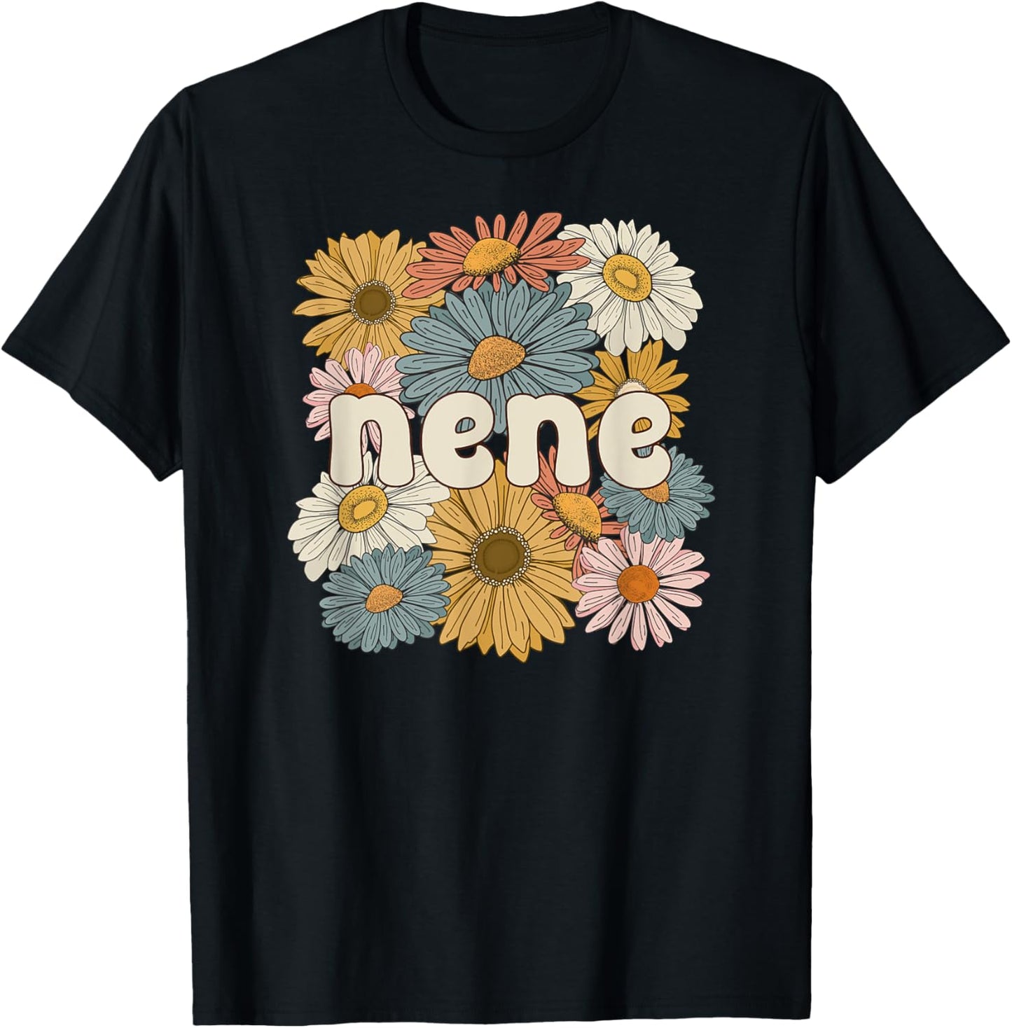 Groovy Nene Grandmother Flowers Nene Grandma T-Shirt - T-Shirt | Black