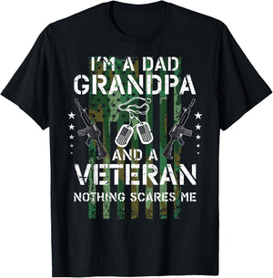 I'm A Dad Grandpa Veteran Dad Father Husband Father's Day T-Shirt - T-Shirt | Black