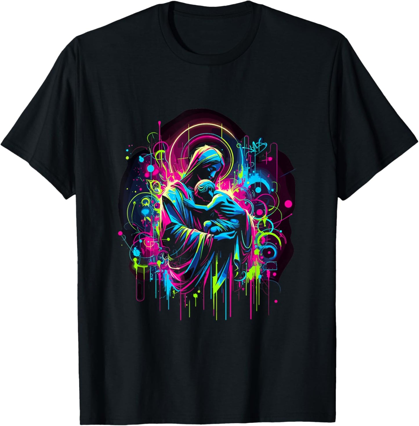 Retro 80s Jesus Graffiti Art T-Shirt - T-Shirt | Black