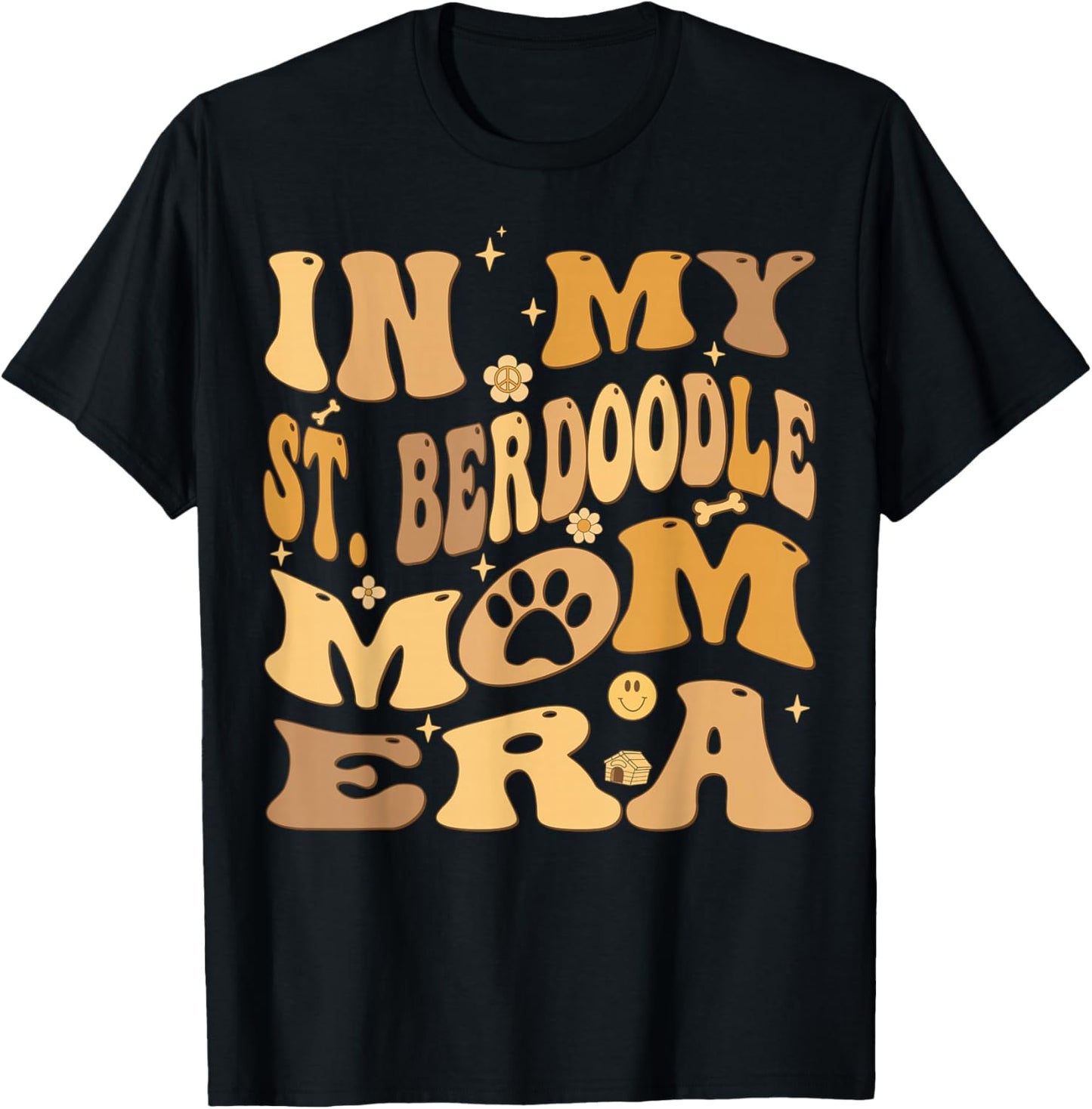 In My St Berdoodle Mom Era Groovy Saint Berdoodle Dog T-Shirt - T-Shirt | Black