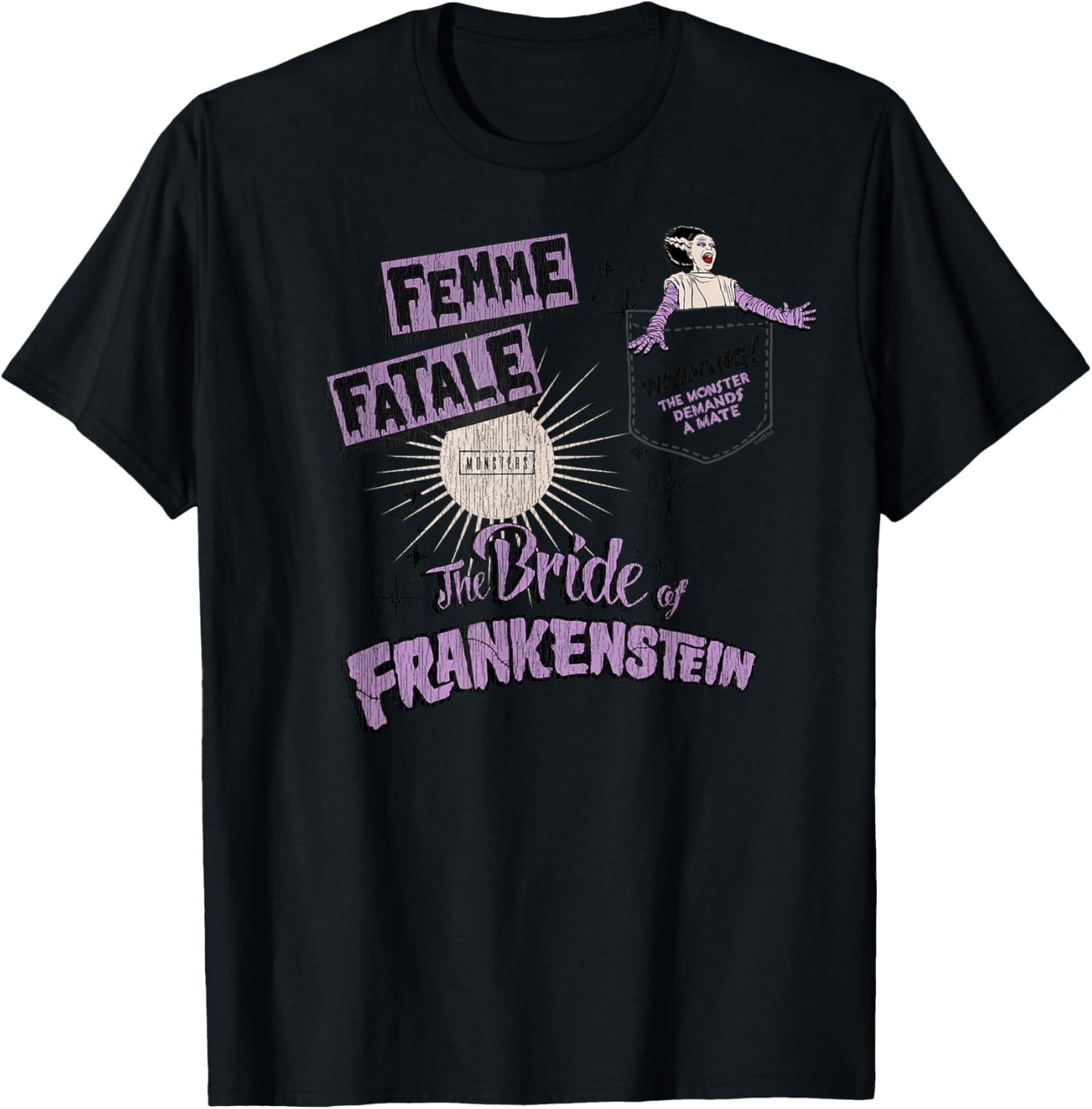 Universal Monsters Bride’s Warning Femme Fatale Pocket T-Shirt - T-Shirt | Black