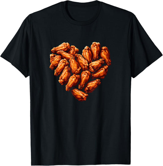 Chicken Wings Are My Valentine Funny Valentines Day Food T-Shirt - T-Shirt | Black