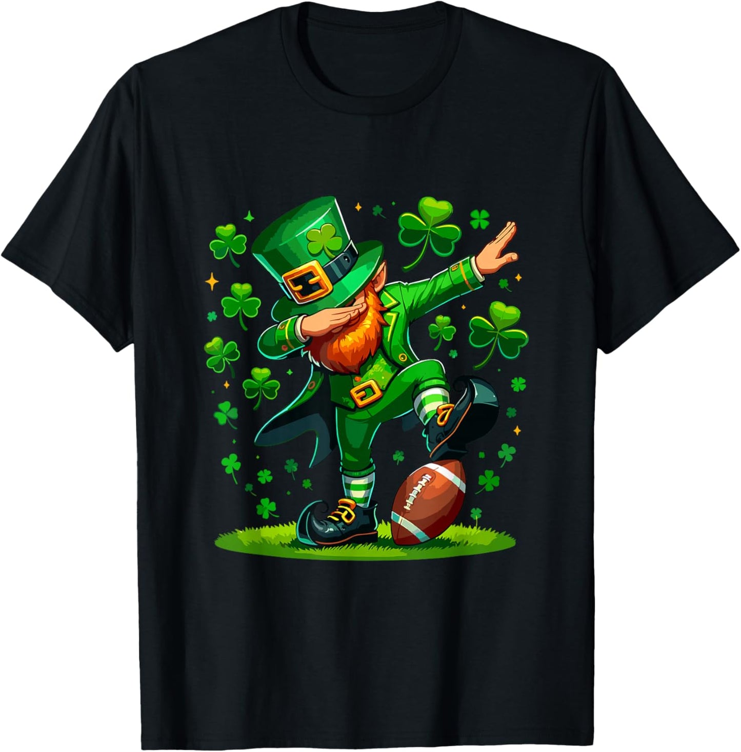 St Patricks Day Boy Men Football Costume Dabbing Leprechaun T-Shirt - T-Shirt | Black
