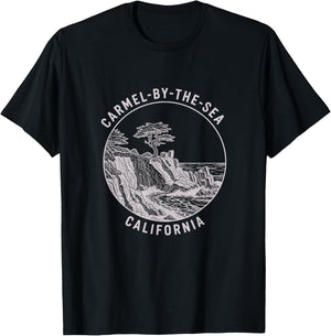 Vintage Carmel-by-The-Sea California Sketch Art Design T-Shirt - T-Shirt | Black