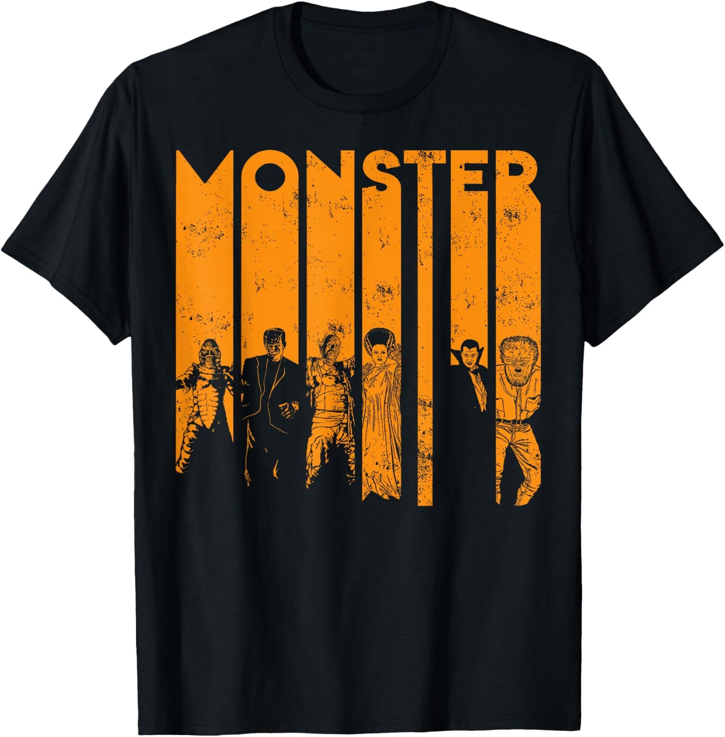 Universal Monsters Letter Group Shot T-Shirt - T-Shirt | Black