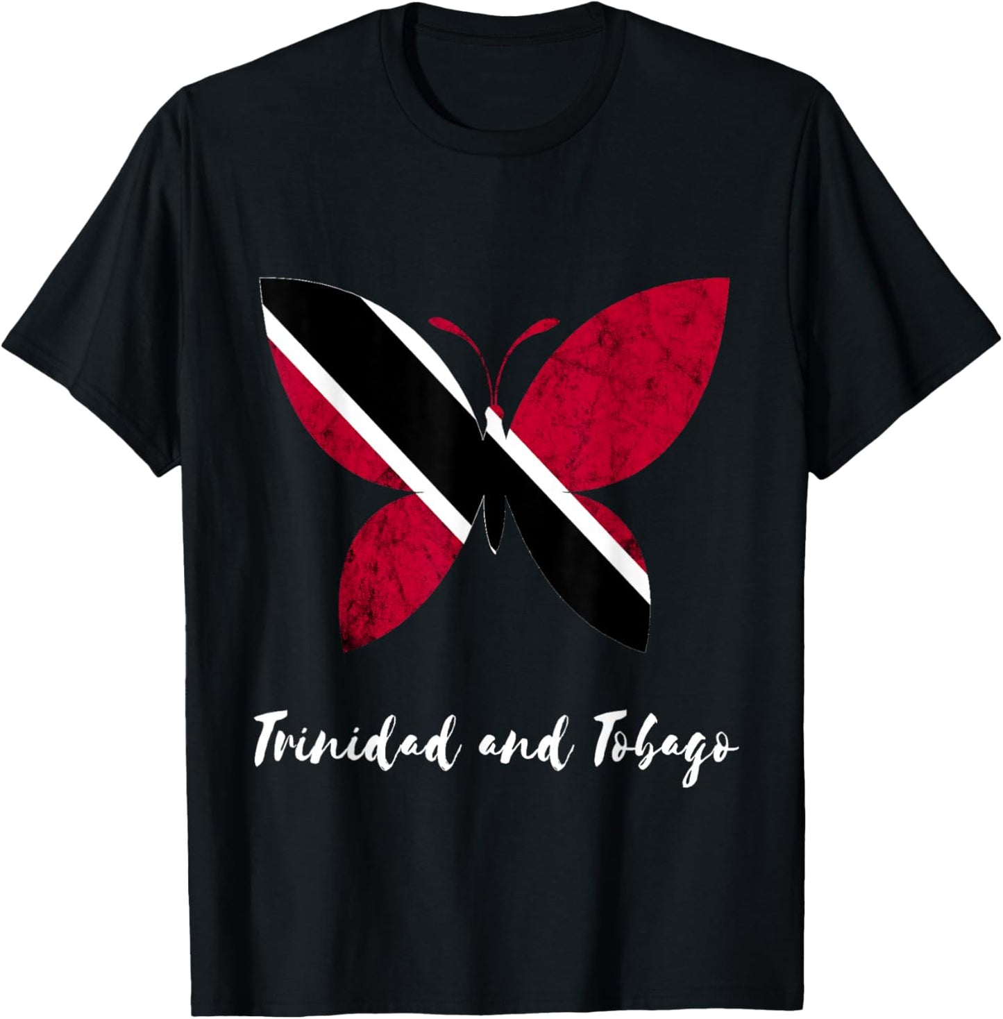 Trinidad And Tobago Vintage Butterfly Trinidadian Roots T-Shirt - T-Shirt | Black