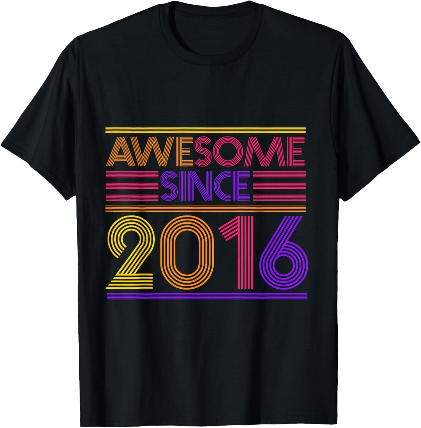 6th Birthday Gifts Boys Girls - Awesome Since 2016 T-Shirt - T-Shirt | Black