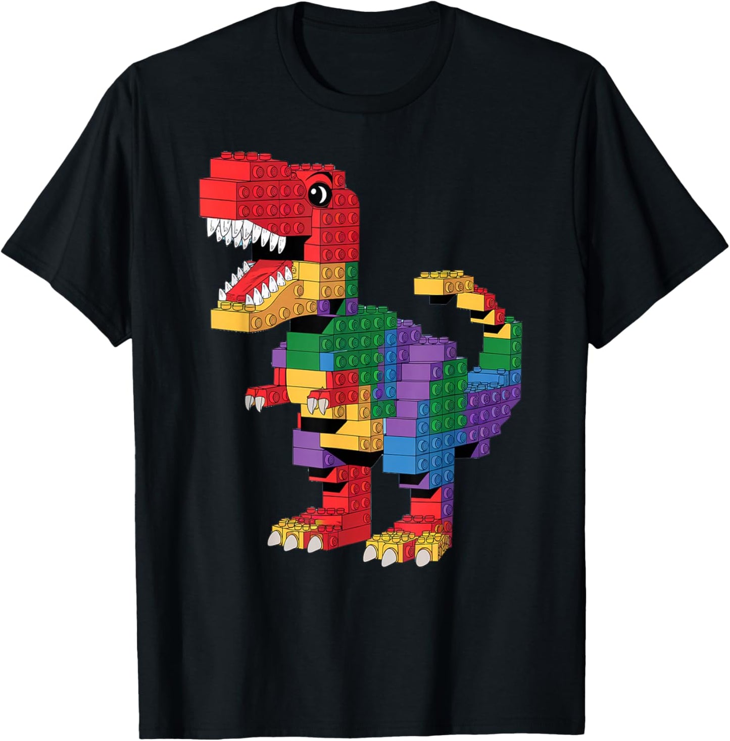 Master Builder Men Boys Kids Building Bricks Dinosaur T-Rex T-Shirt - T-Shirt | Black