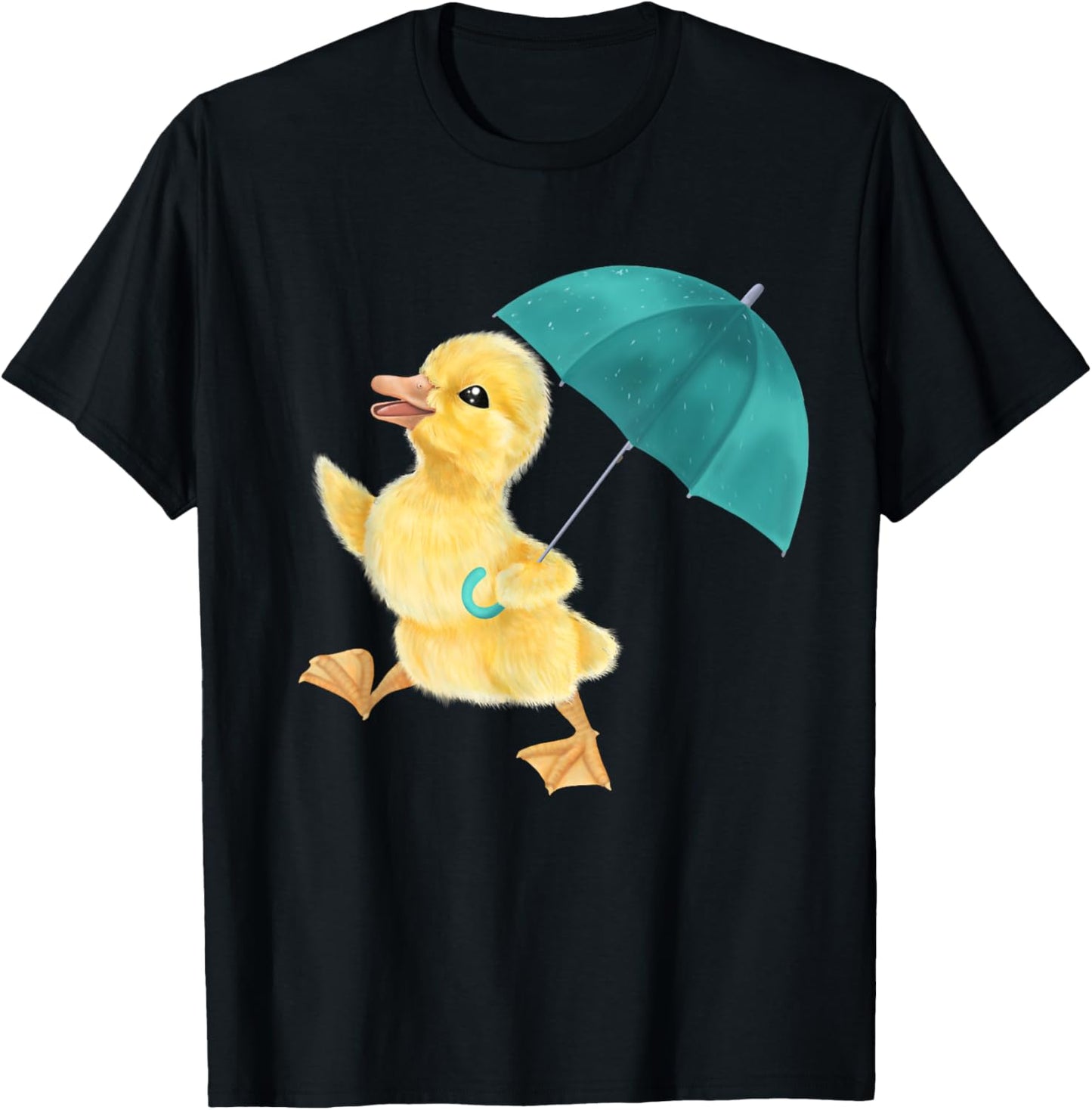 Duckling with Umbrella - Rainy day duck T-Shirt - T-Shirt | Black