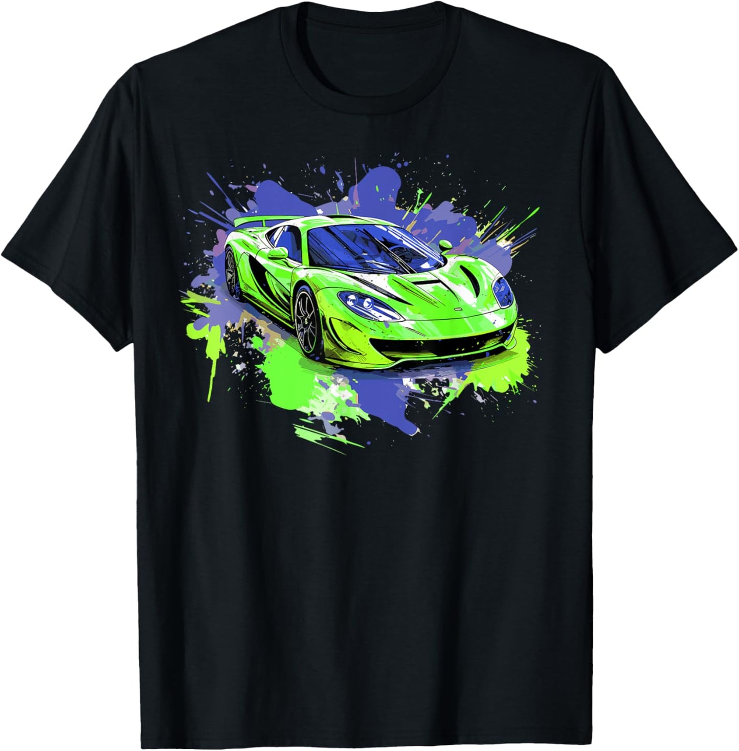 Supercar Exotic Sports Car Concept Poster Style Boys Graphic T-Shirt - T-Shirt | Black