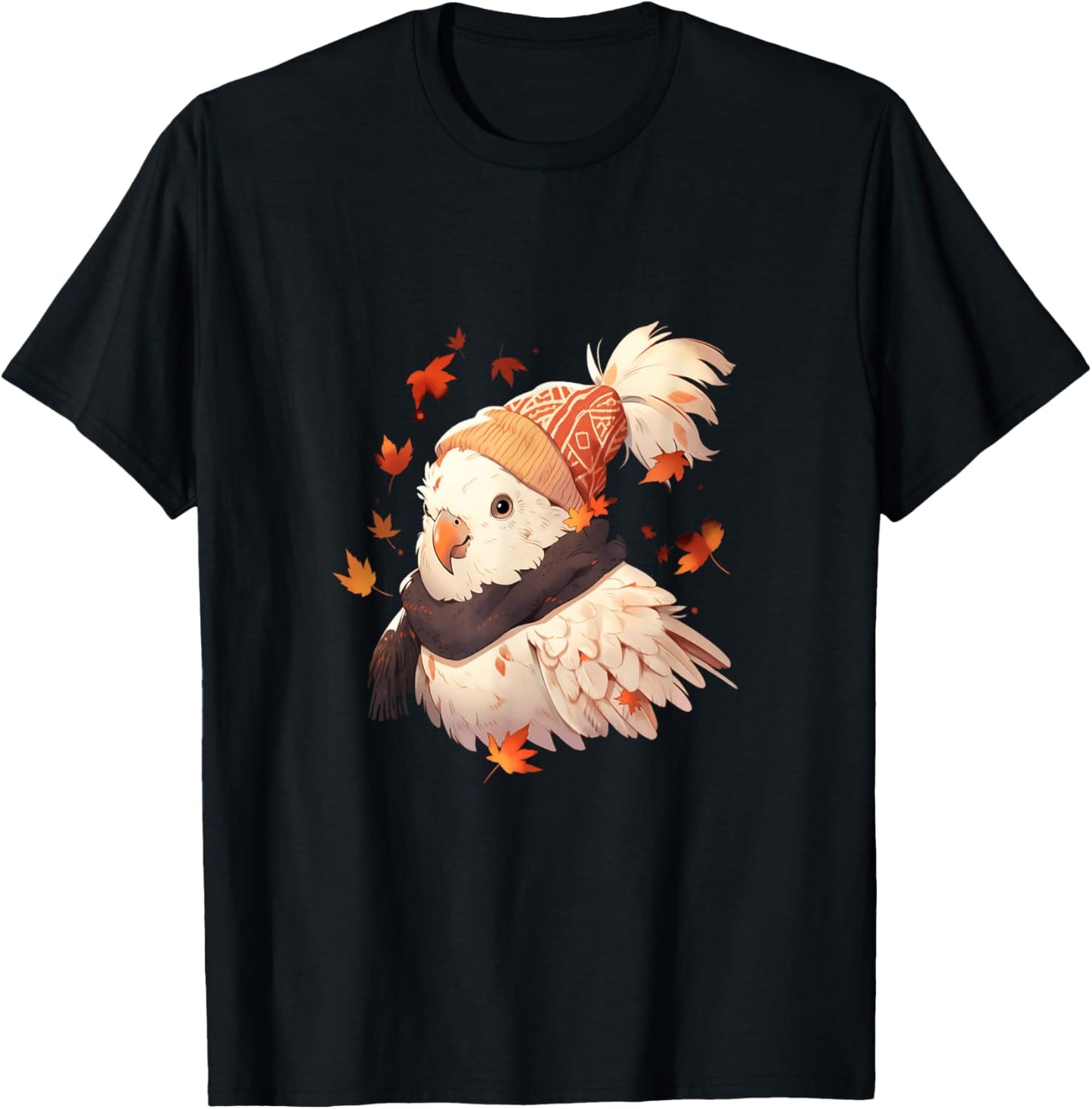 Cockatoo Bird Parrot Autumn Autumn Leaves Thanksgiving T-Shirt - T-Shirt | Black
