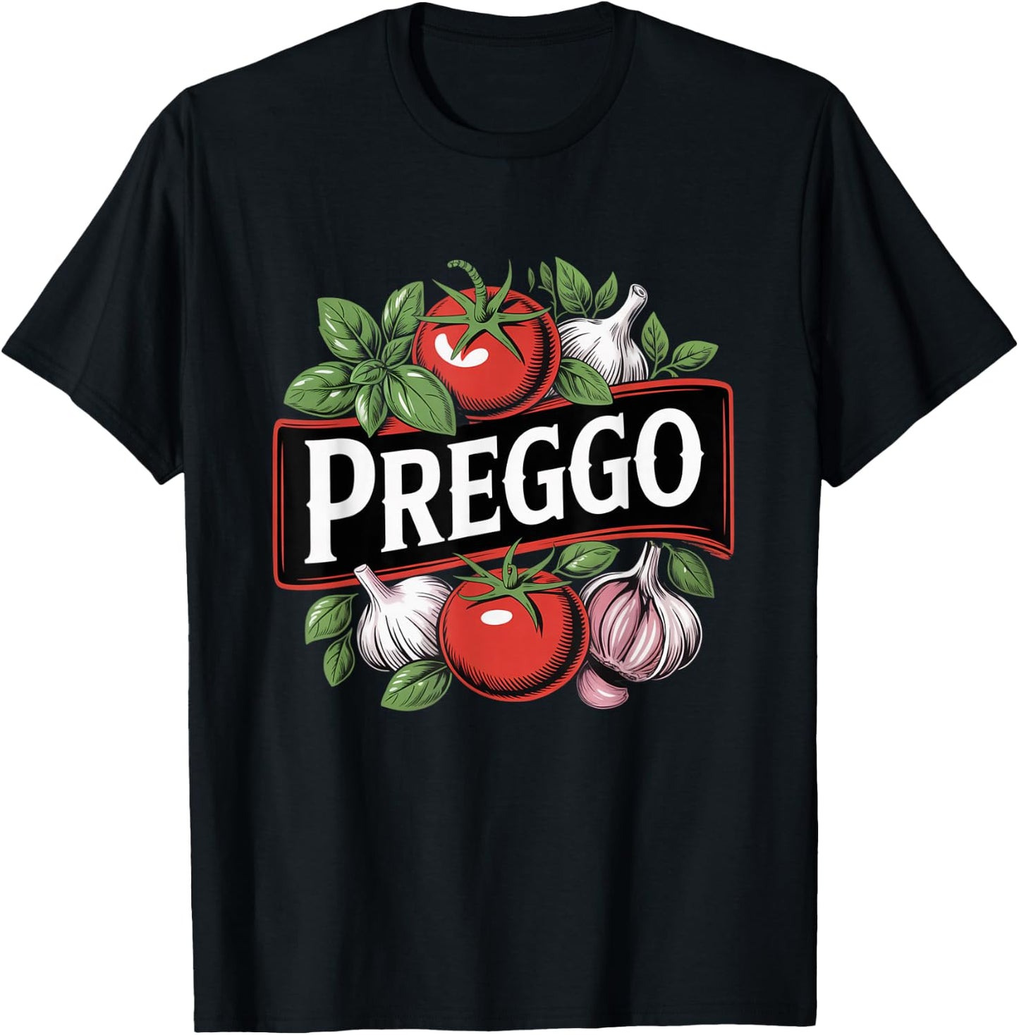 Pregnancy Announcement Prego Pasta Sauce Funny Preggo T-Shirt - T-Shirt | Black