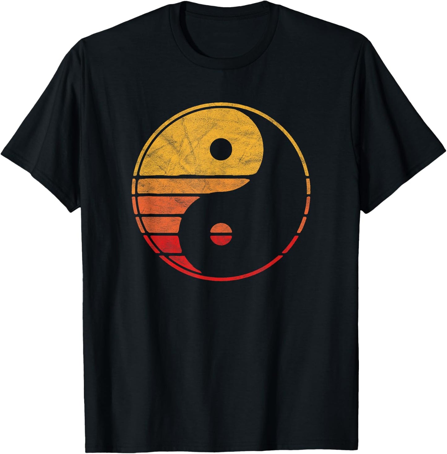 Vintage Yin Yang 80's Minimalist Sun Retro Graphic T-Shirt - T-Shirt | Black