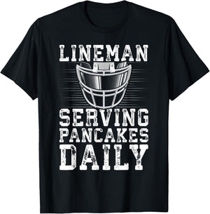 Lineman Serving Pancakes Daily Football Lineman T-Shirt - T-Shirt | Black