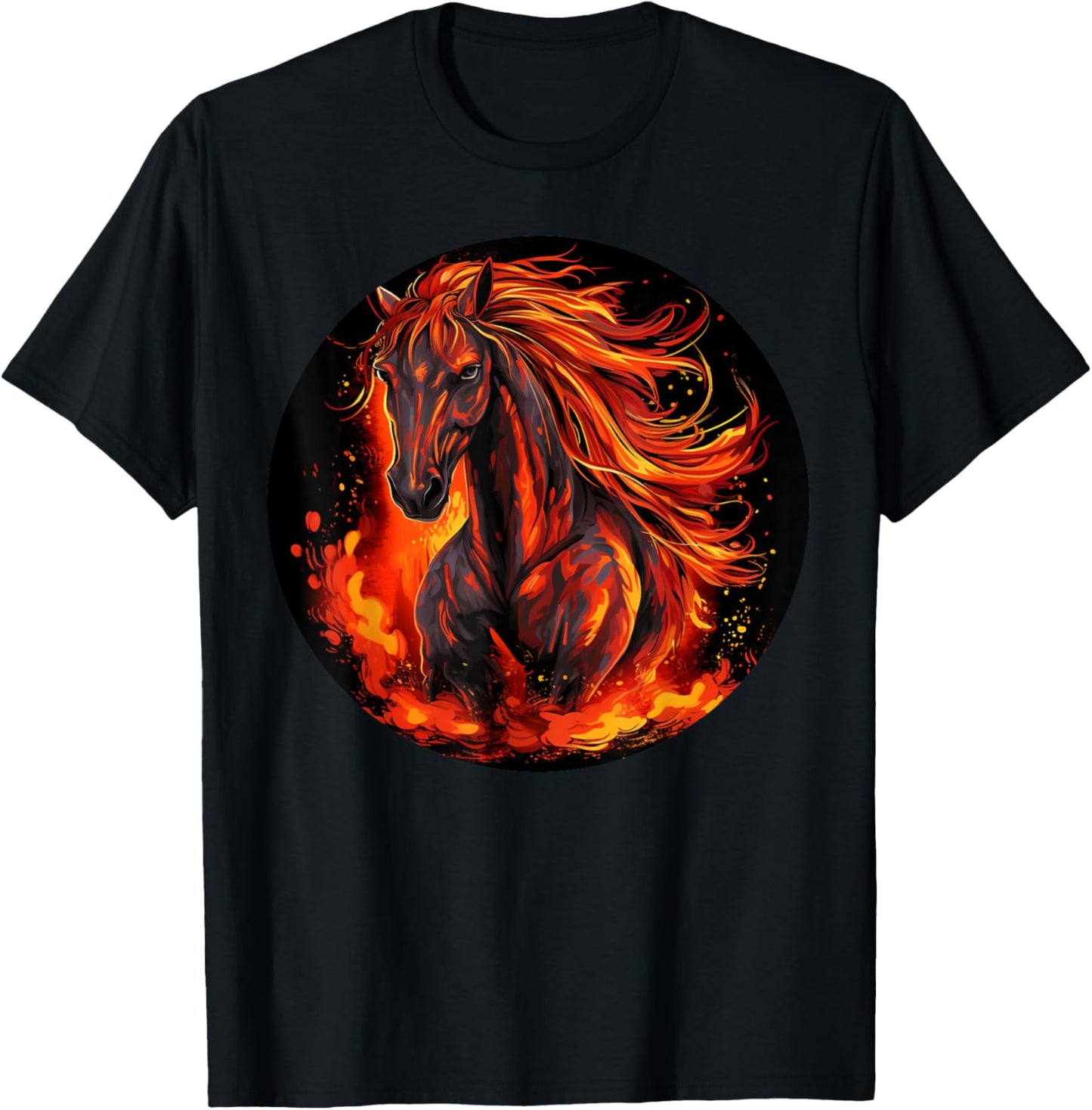 Funny burning horse outfit for horses flames lovers T-Shirt - T-Shirt | Black