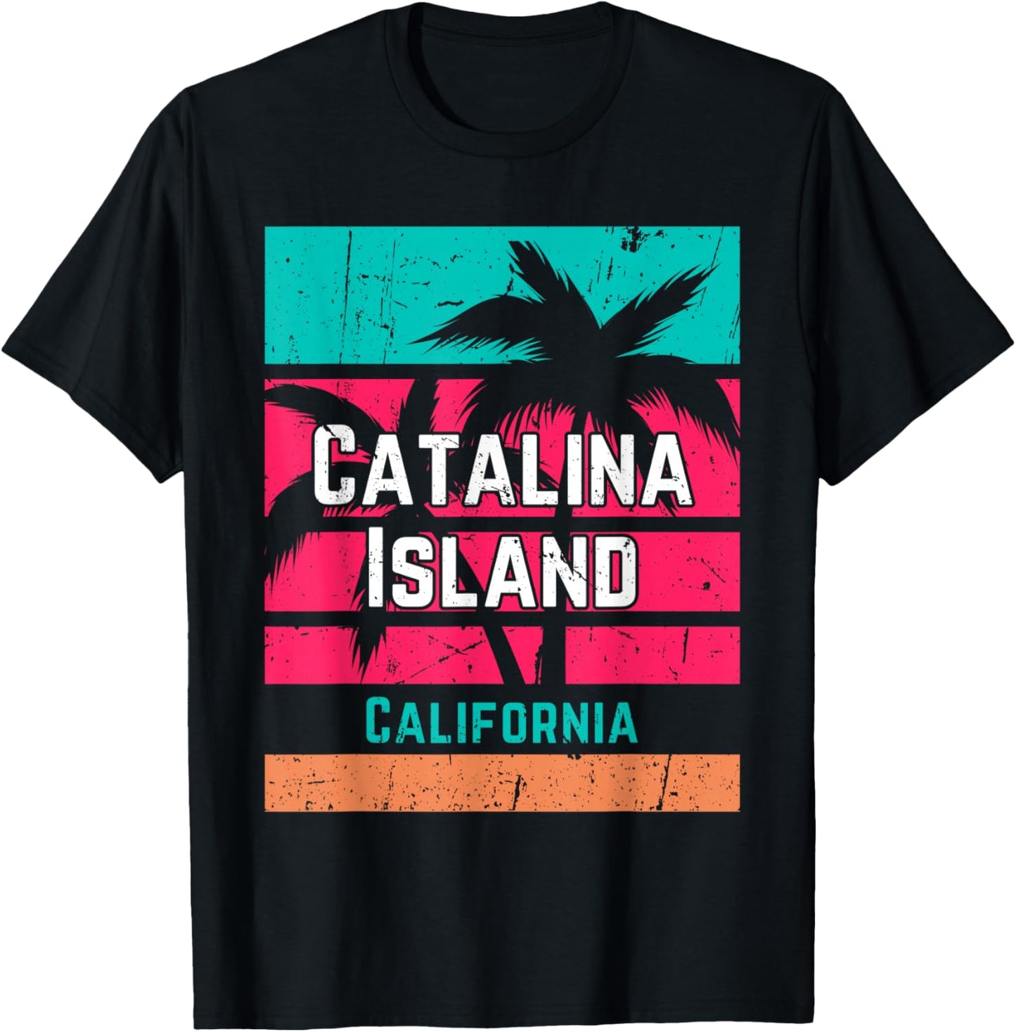 Catalina Island California Vacation Souvenir Surfing Vintage T-Shirt - T-Shirt | Black