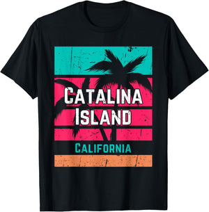 Catalina Island California Vacation Souvenir Surfing Vintage T-Shirt - T-Shirt | Black