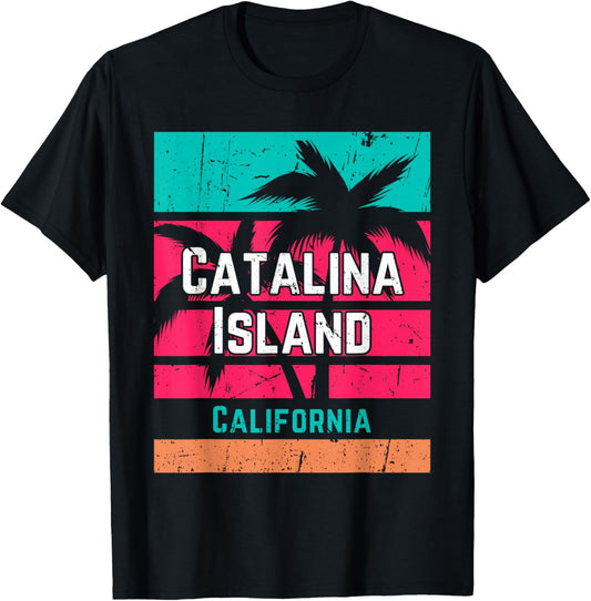 Catalina Island California Vacation Souvenir Surfing Vintage T-Shirt - T-Shirt | Black