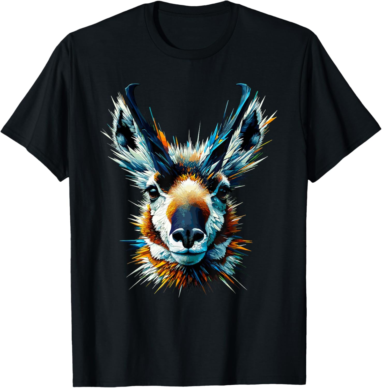 Polygon Art Pronghorn American Antelope Pronghorns T-Shirt - T-Shirt | Black