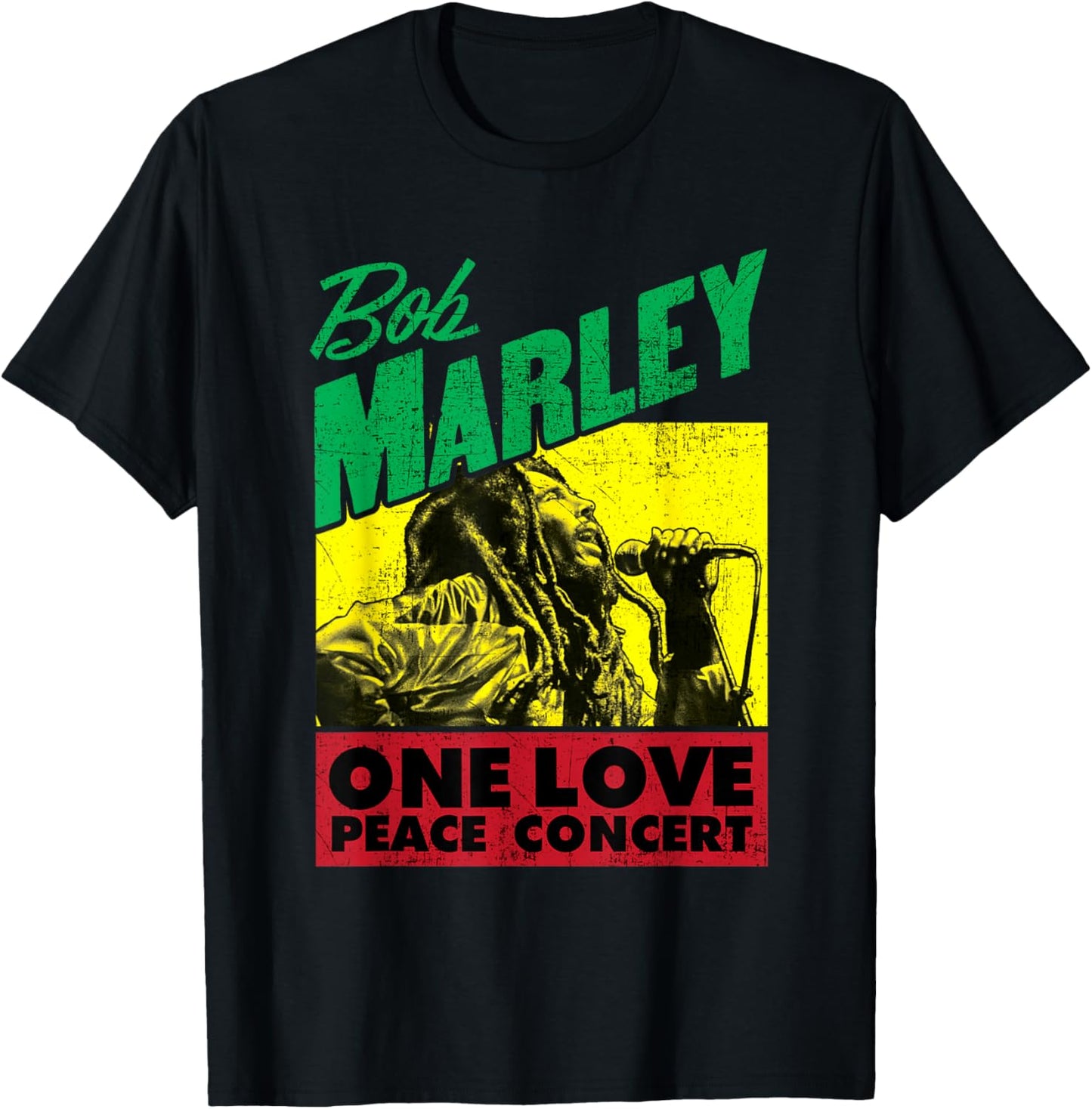 Official Bob Marley One Love Peace Concert T-Shirt - T-Shirt | Black