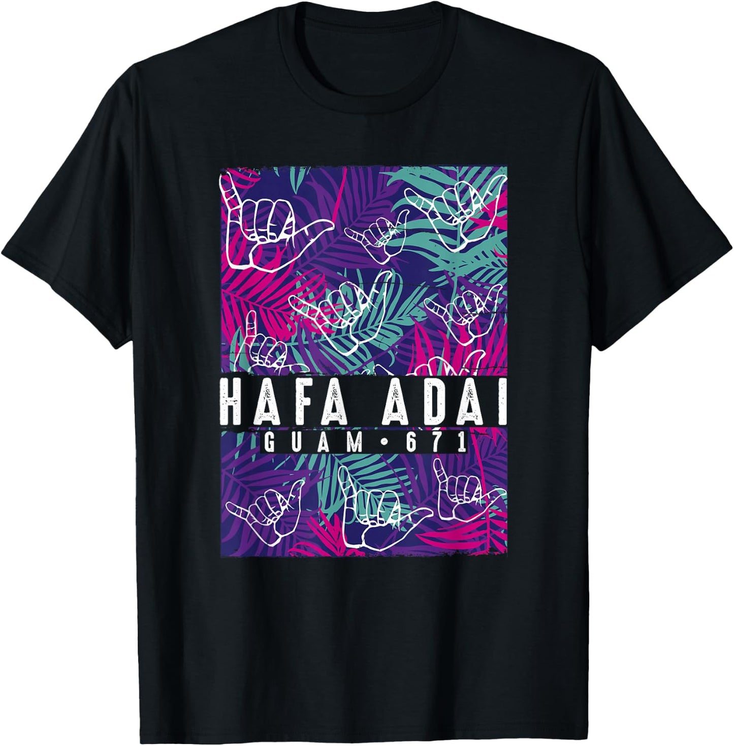 Tropical Palms Hafa Adai Guam Shirt GU t shirt T-Shirt - T-Shirt | Black