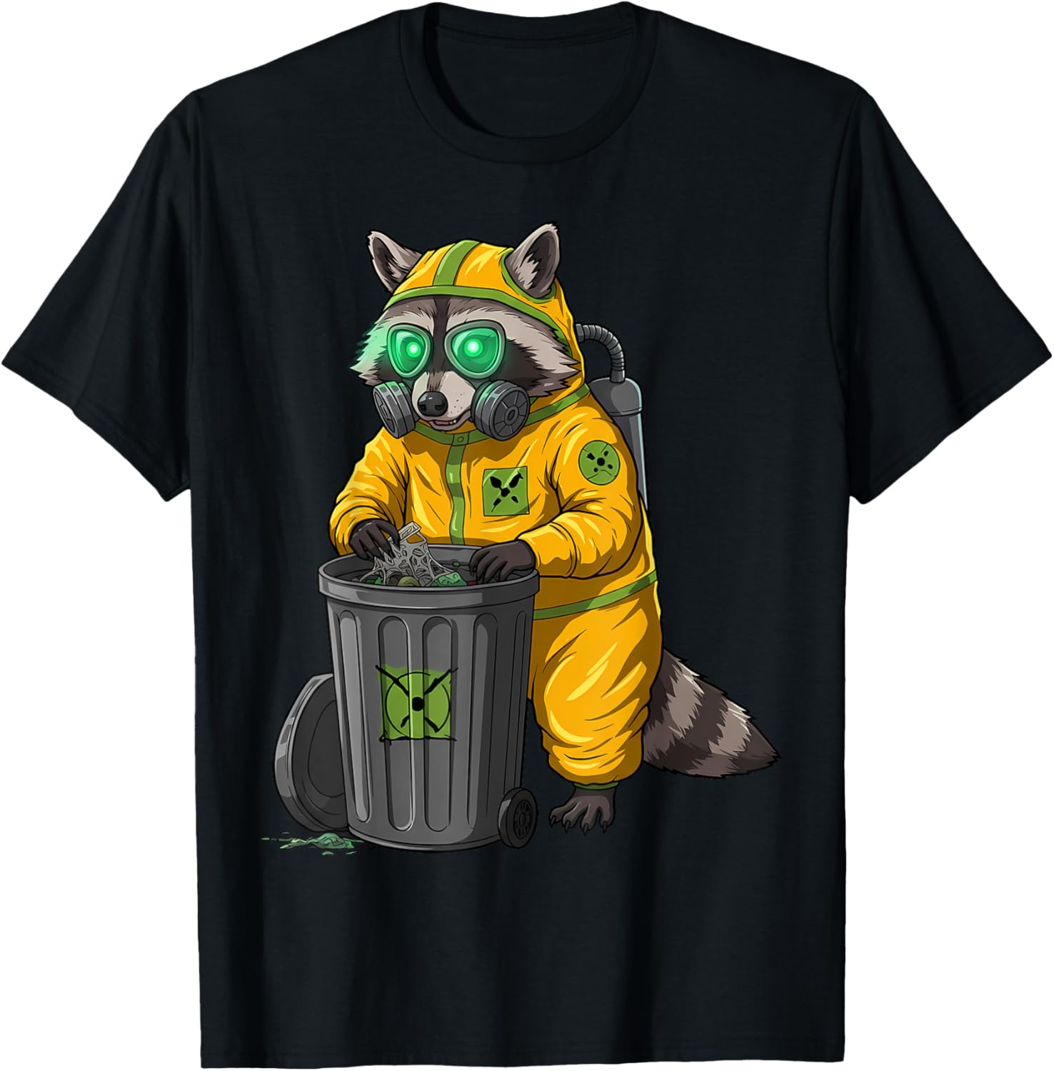 Hazmat Raccoon Halloween Trash Panda T-Shirt - T-Shirt | Black