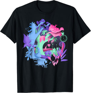 Disney Alice in Wonderland Neon Forest Silhouette Small T-Shirt - T-Shirt | Black