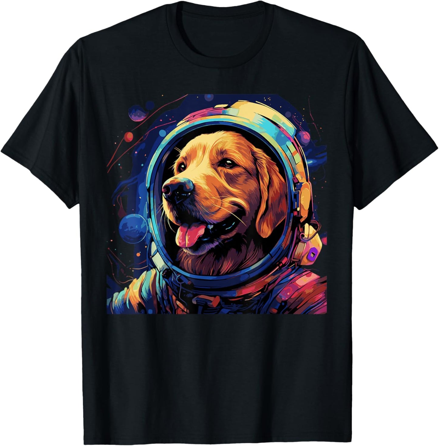 Golden Retriever Funny Golden Retriever Astronaut T-Shirt - T-Shirt | Black