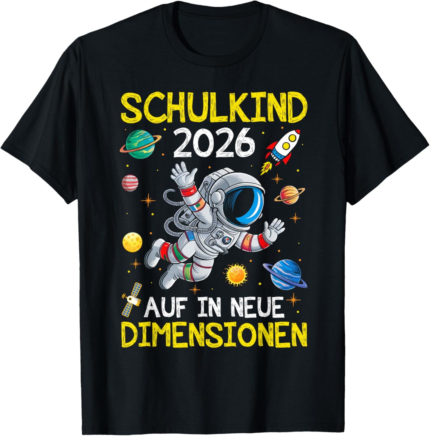 Schulkind 2026 Weltraum Planet Jungen Einschulung Astronaut T-Shirt - T-Shirt | Black