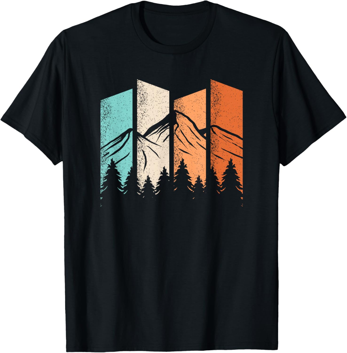 Retro Gebirge Wandern Landschaft Natur Outdoor Bergsteiger T-Shirt - T-Shirt | Black