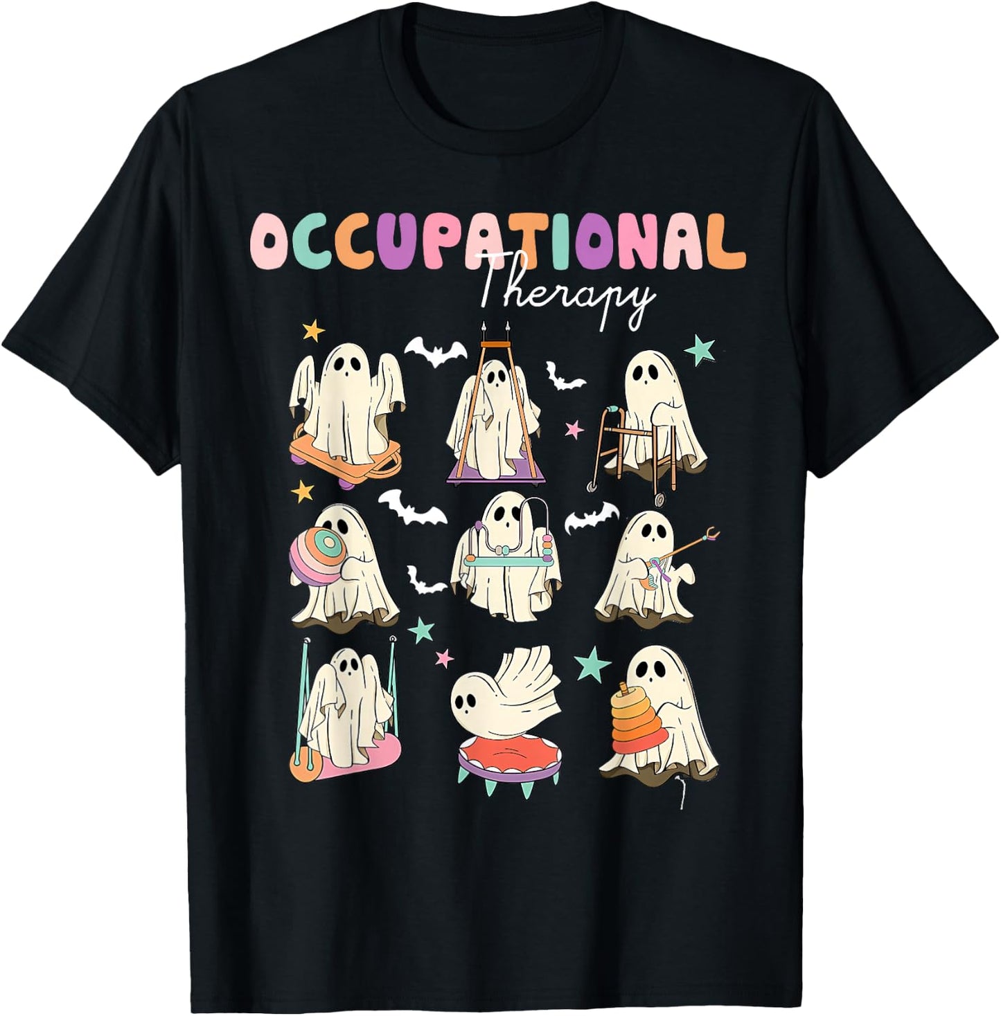 OT Occupational Therapy Halloween Retro Ghost OT Halloween T-Shirt - T-Shirt | Black