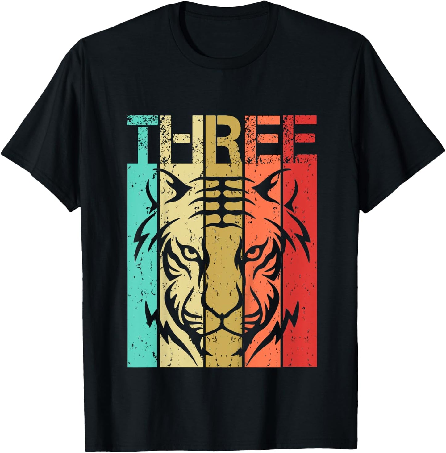 Tiger Birthday 3 Year Old Boy Girl Tiger 3rd Birthday T-Shirt - T-Shirt | Black