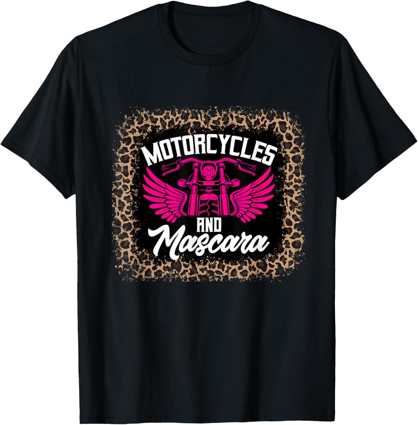 Motorcycle And Mascara Shirt Leopard Print T-Shirt - T-Shirt | Black